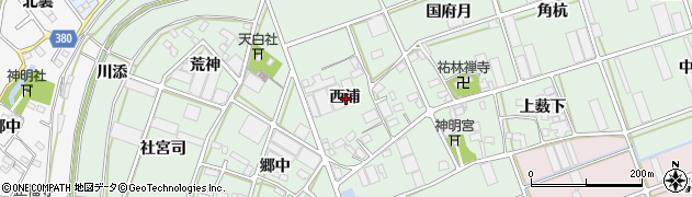 愛知県豊川市土筒町西浦周辺の地図