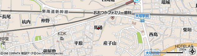 愛知県蒲郡市大塚町馬通周辺の地図