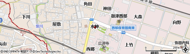 愛知県豊川市御津町赤根水神周辺の地図