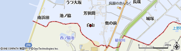 愛知県常滑市坂井（白山）周辺の地図