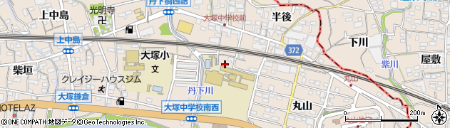 愛知県蒲郡市大塚町（南向山）周辺の地図