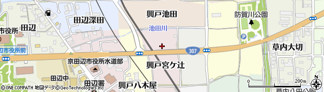 京都府京田辺市興戸宮ケ辻周辺の地図