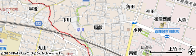 愛知県豊川市御津町赤根（屋敷）周辺の地図