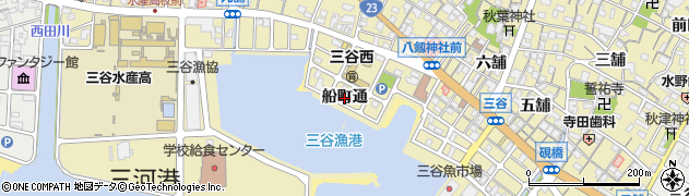 愛知県蒲郡市三谷町（船町通）周辺の地図