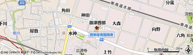 豊川市役所　御津西部保育園周辺の地図