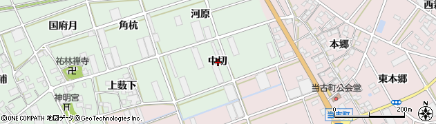 愛知県豊川市土筒町中切周辺の地図