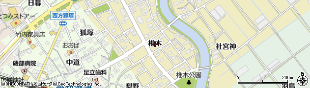愛知県豊川市為当町椎木周辺の地図