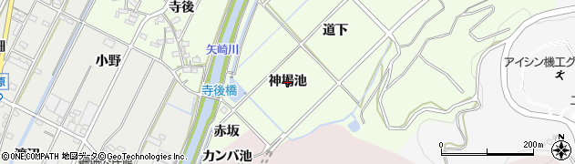 愛知県西尾市吉良町酒井（神場池）周辺の地図
