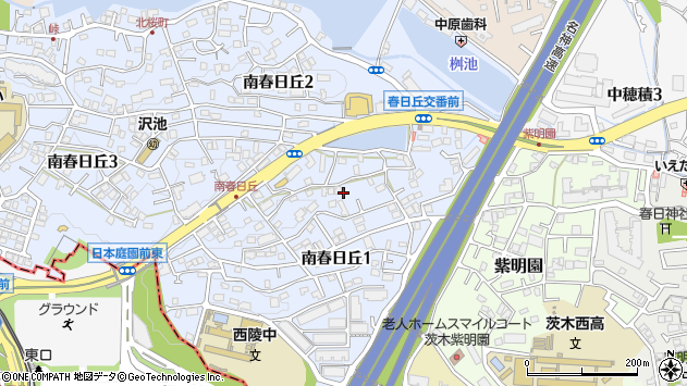 〒567-0046 大阪府茨木市南春日丘の地図