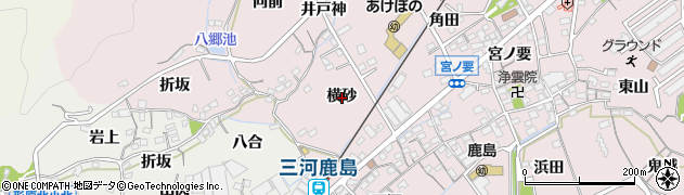 愛知県蒲郡市鹿島町横砂周辺の地図