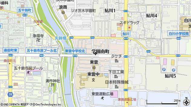 〒567-0834 大阪府茨木市学園南町の地図