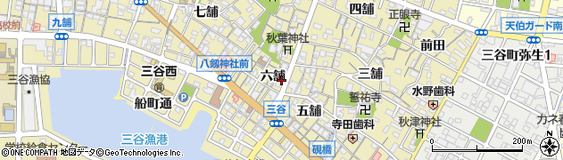 愛知県蒲郡市三谷町六舗4周辺の地図