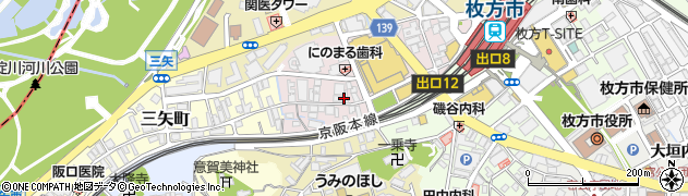 大阪府枚方市岡本町周辺の地図