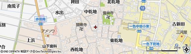 愛知県西尾市一色町味浜中乾地1-6周辺の地図