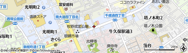 愛知県豊川市千歳通周辺の地図