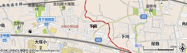 愛知県蒲郡市大塚町半後周辺の地図