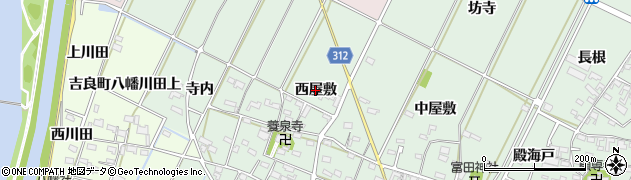愛知県西尾市吉良町富田（西屋敷）周辺の地図