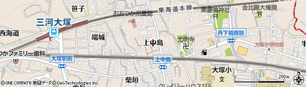 愛知県蒲郡市大塚町（上中島）周辺の地図