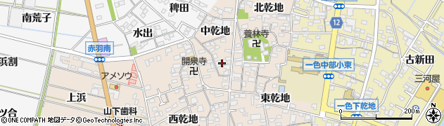 愛知県西尾市一色町味浜中乾地55周辺の地図