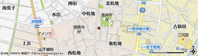 愛知県西尾市一色町味浜中乾地1-12周辺の地図