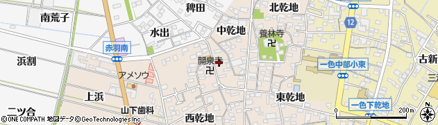 愛知県西尾市一色町味浜中乾地74周辺の地図