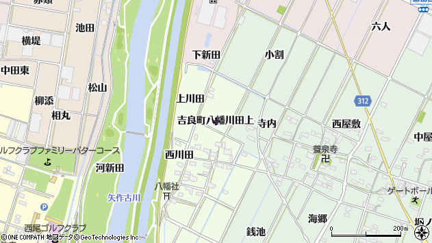 〒444-0526 愛知県西尾市吉良町八幡川田の地図