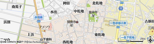 愛知県西尾市一色町味浜中乾地52周辺の地図
