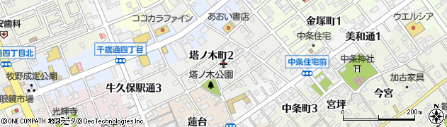 愛知県豊川市塔ノ木町周辺の地図
