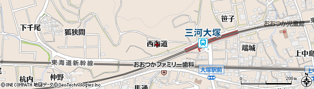 愛知県蒲郡市大塚町（西海道）周辺の地図