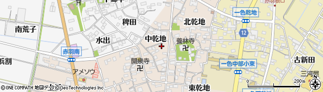 愛知県西尾市一色町味浜中乾地45周辺の地図