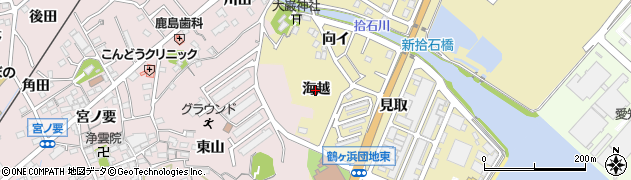愛知県蒲郡市拾石町（海越）周辺の地図