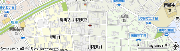 愛知県豊川市川花町周辺の地図