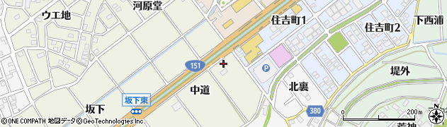 愛知県豊川市中条町中道周辺の地図