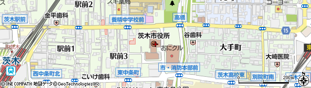 茨木市役所産業環境部　環境政策課周辺の地図