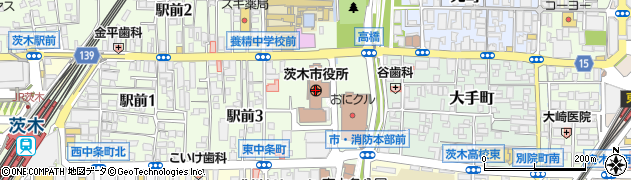 茨木市役所周辺の地図