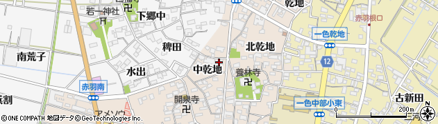 愛知県西尾市一色町味浜中乾地14周辺の地図