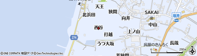 愛知県常滑市坂井（西谷）周辺の地図