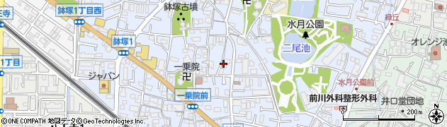 大阪府池田市鉢塚周辺の地図