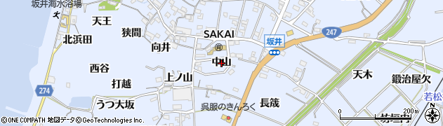 愛知県常滑市坂井（中山）周辺の地図