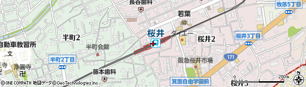 桜井駅周辺の地図