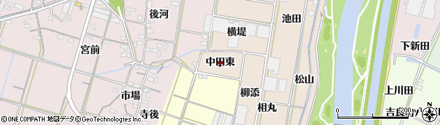 愛知県西尾市笹曽根町（中田東）周辺の地図