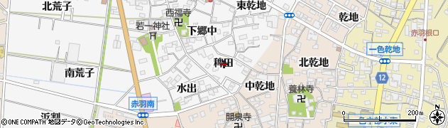 愛知県西尾市一色町赤羽稗田周辺の地図