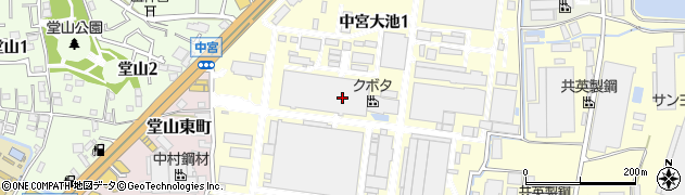 大阪府枚方市中宮大池周辺の地図