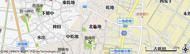 愛知県西尾市一色町味浜（北乾地）周辺の地図