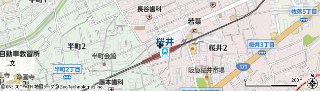 デイリーヤマザキ箕面桜井店周辺の地図