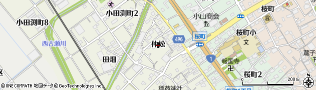 愛知県豊川市小田渕町（仲松）周辺の地図