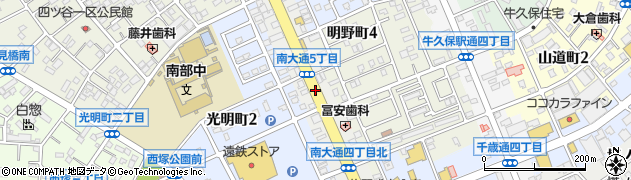 愛知県豊川市南大通周辺の地図