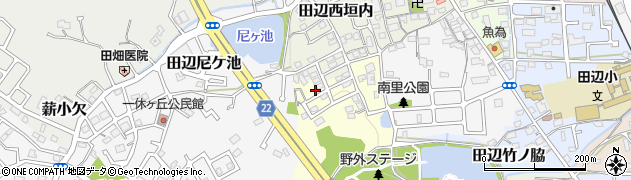 京都府京田辺市田辺平周辺の地図