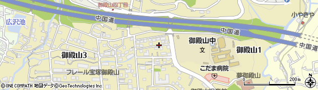 兵庫県宝塚市御殿山周辺の地図