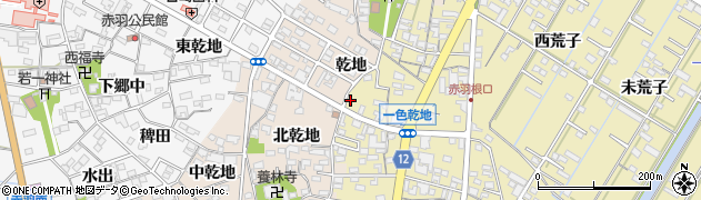 愛知県西尾市一色町一色乾地52周辺の地図